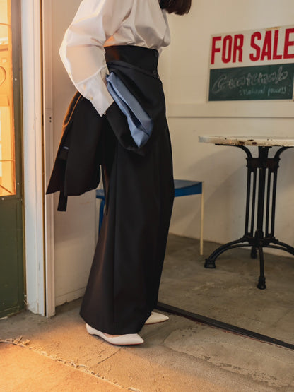 Greta / first step skirt （BLACK/OFF-WHITE)