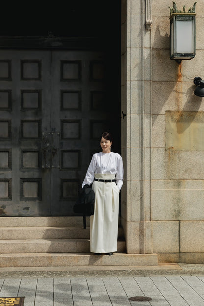 【予約販売】Hope / deres thomas maison cotton drape blouse （BLACK/OFF-WHITE）