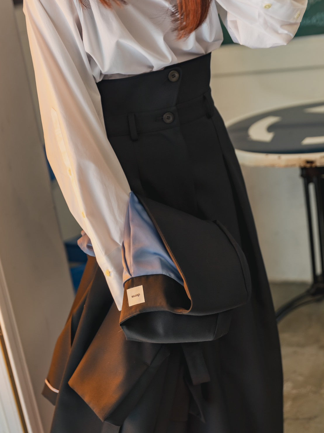 【予約販売】Greta / first step skirt （BLACK/OFF-WHITE)