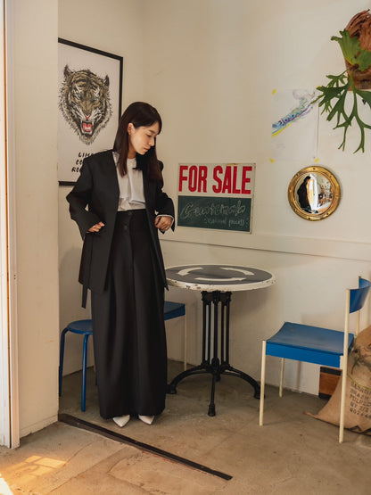 Greta / first step skirt （BLACK/OFF-WHITE)