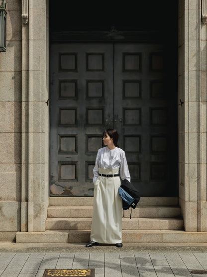 【予約販売】Hope / deres thomas maison cotton drape blouse （BLACK/OFF-WHITE）