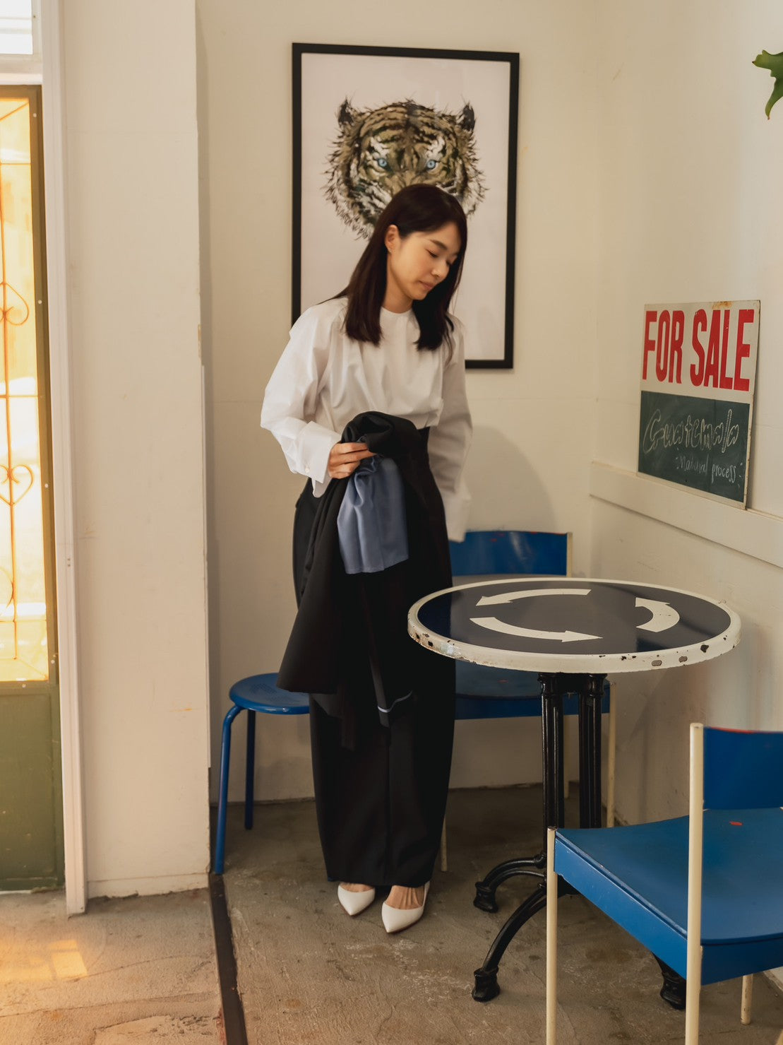 Greta / first step skirt (BLACK/OFF-WHITE)