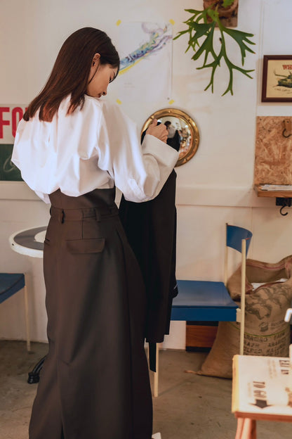 【予約販売】Greta / first step skirt （BLACK/OFF-WHITE)