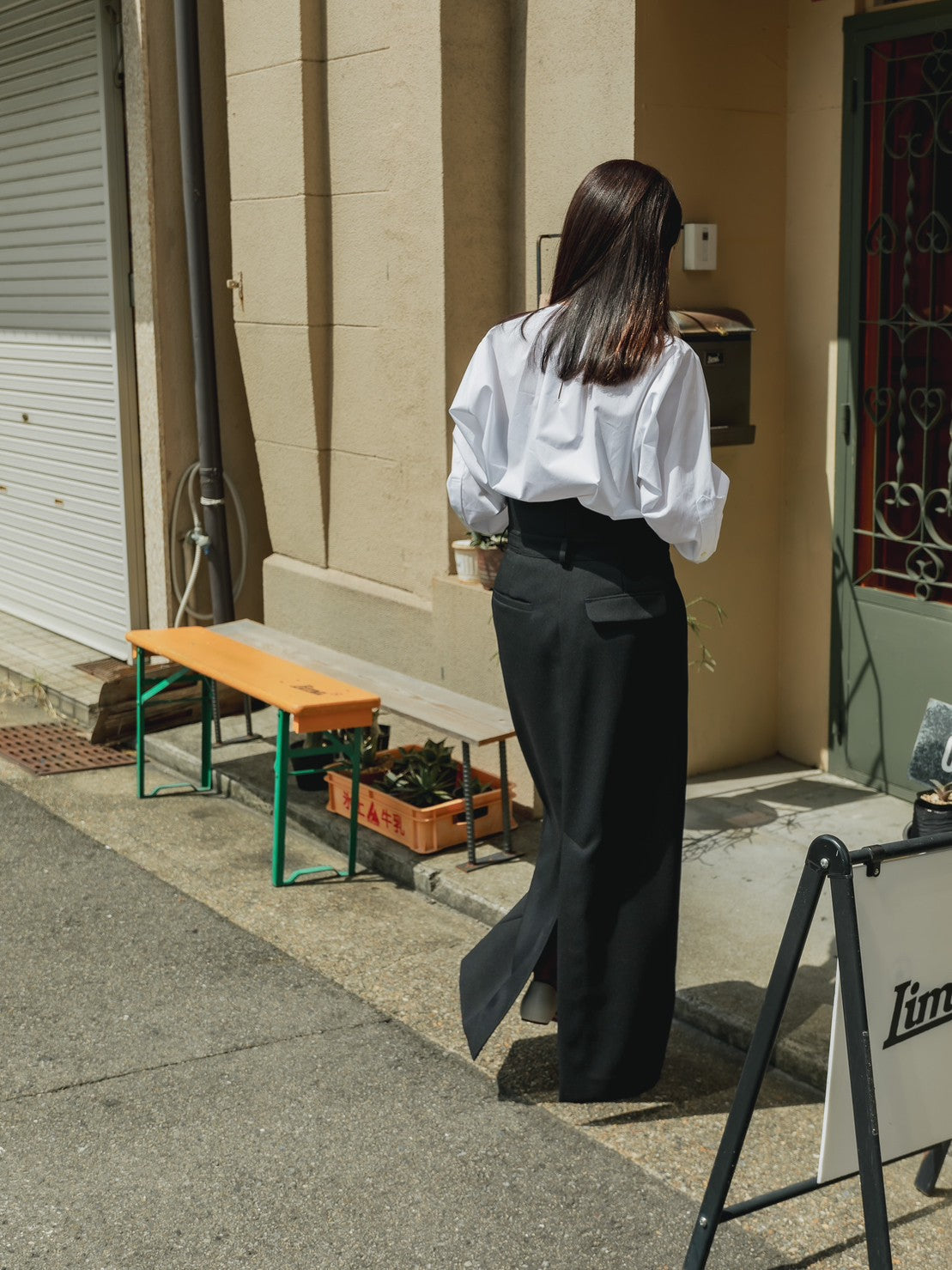 Greta / first step skirt (BLACK/OFF-WHITE)