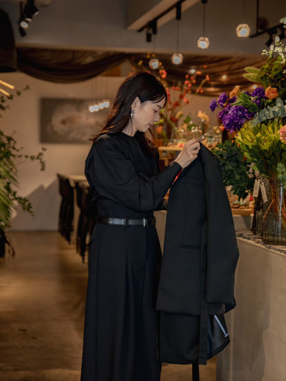 【予約販売】Hope / deres thomas maison cotton drape blouse （BLACK/OFF-WHITE）