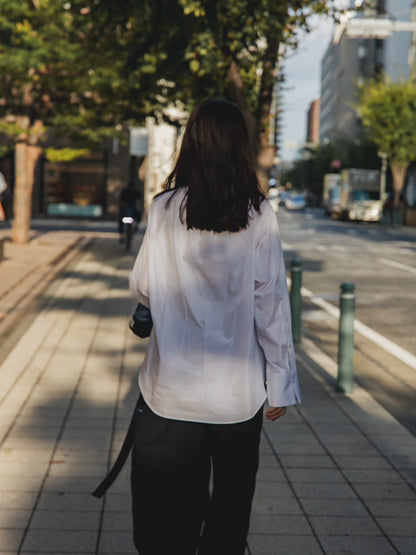 【予約販売】Hope / deres thomas maison cotton drape blouse （BLACK/OFF-WHITE）