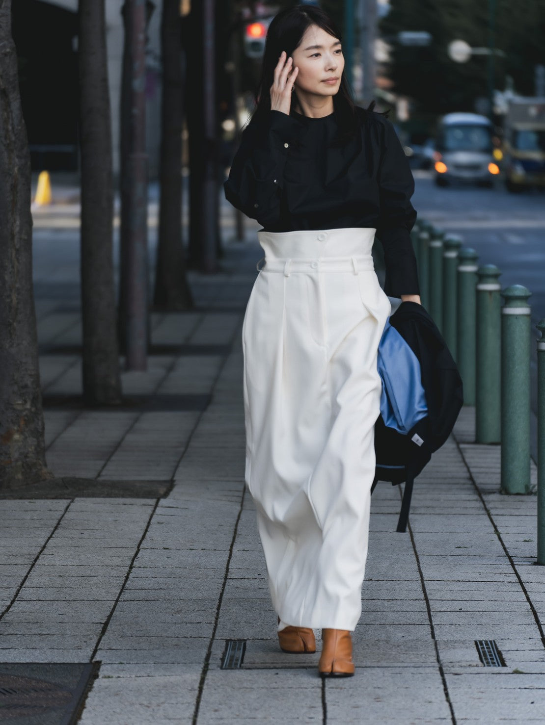 Greta / first step skirt (BLACK/OFF-WHITE)