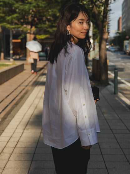 Hope / deres thomas maison cotton drape blouse （BLACK/OFF-WHITE）