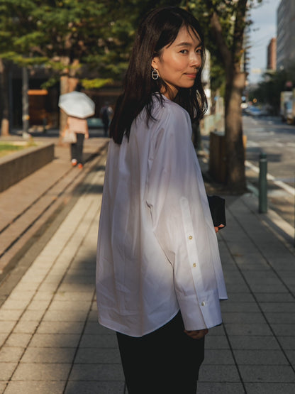 【予約販売】Hope / deres thomas maison cotton drape blouse （BLACK/OFF-WHITE）