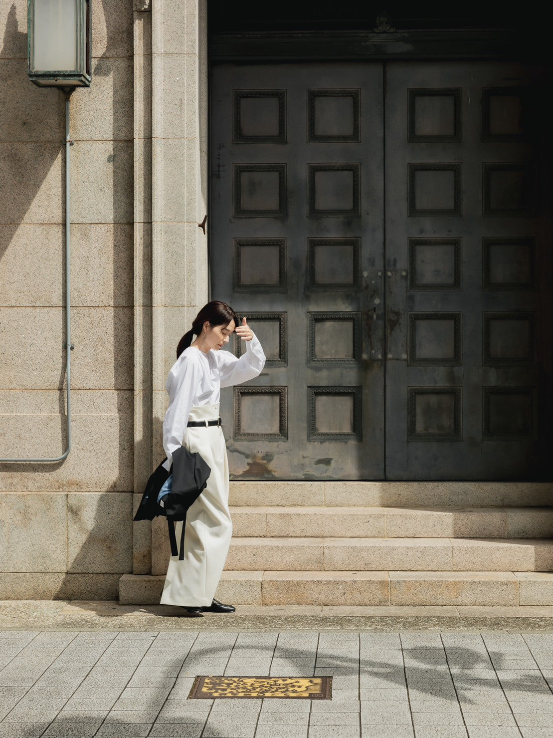 Greta / first step skirt (BLACK/OFF-WHITE)