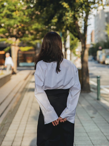 Hope / deres thomas maison cotton drape blouse （BLACK/OFF-WHITE）