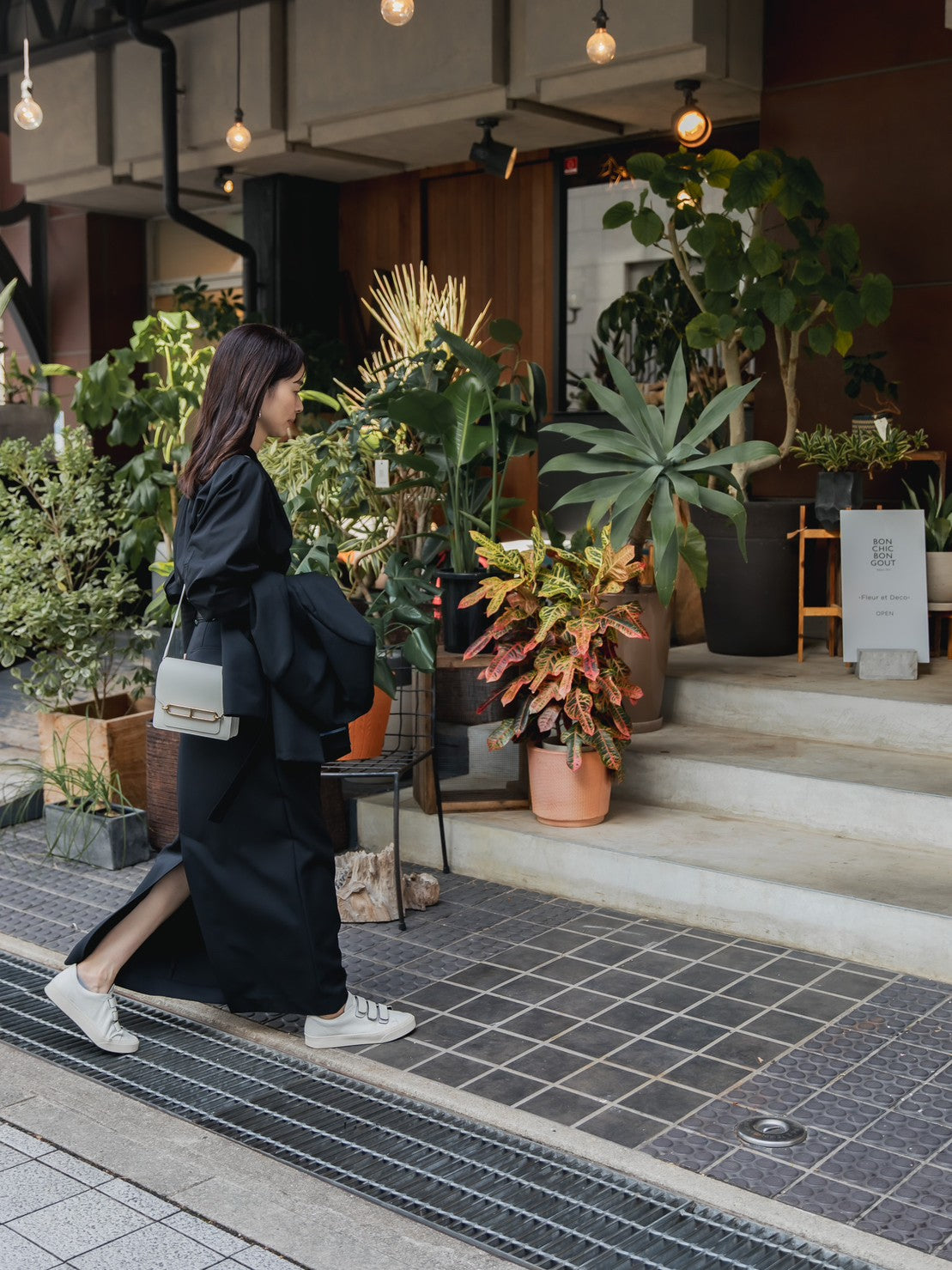 Greta / first step skirt (BLACK/OFF-WHITE)