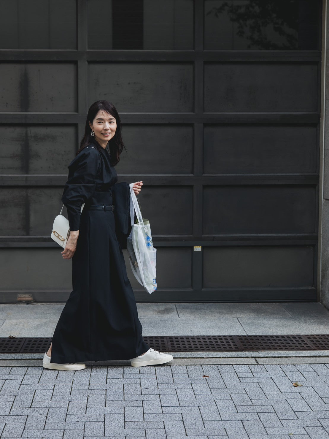 Greta / first step skirt (BLACK/OFF-WHITE)