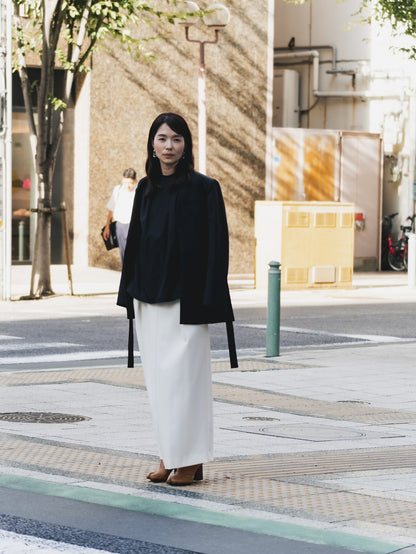 【予約販売】Greta / first step skirt （BLACK/OFF-WHITE)