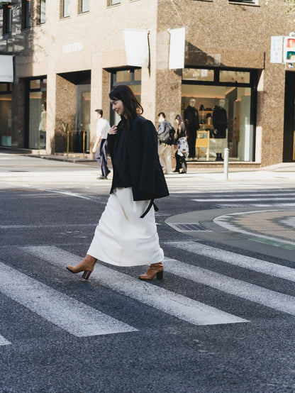 【予約販売】Greta / first step skirt （BLACK/OFF-WHITE)