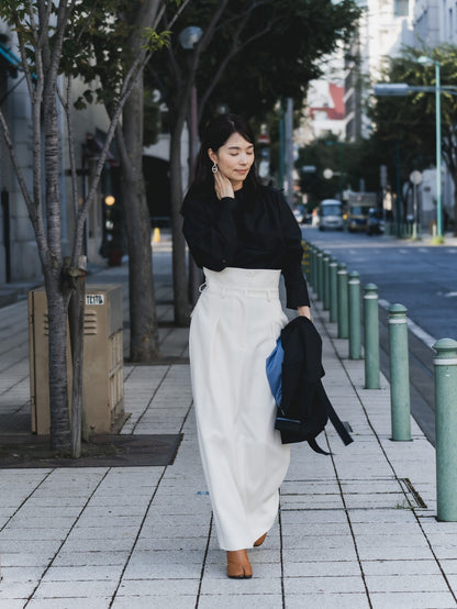 【予約販売】Hope / deres thomas maison cotton drape blouse （BLACK/OFF-WHITE）