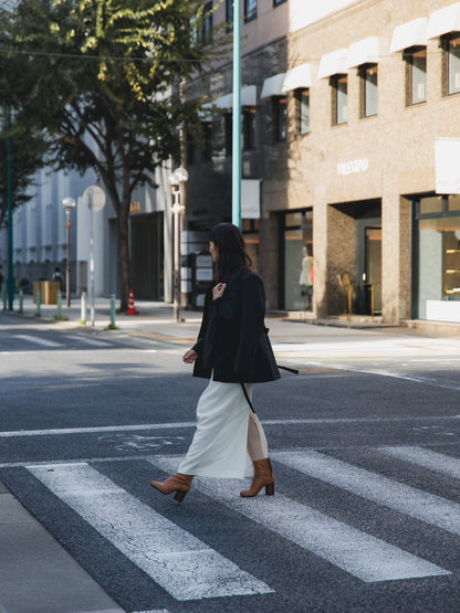 【予約販売】Greta / first step skirt （BLACK/OFF-WHITE)