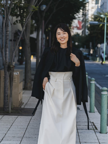 【予約販売】Greta / first step skirt （BLACK/OFF-WHITE)