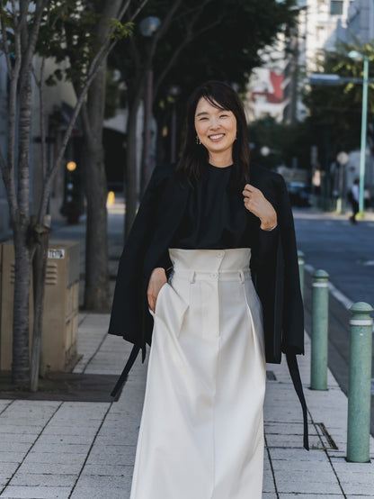 Greta / first step skirt （BLACK/OFF-WHITE)
