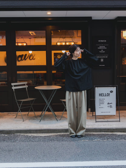 【予約販売】Hope / deres thomas maison cotton drape blouse （BLACK/OFF-WHITE）