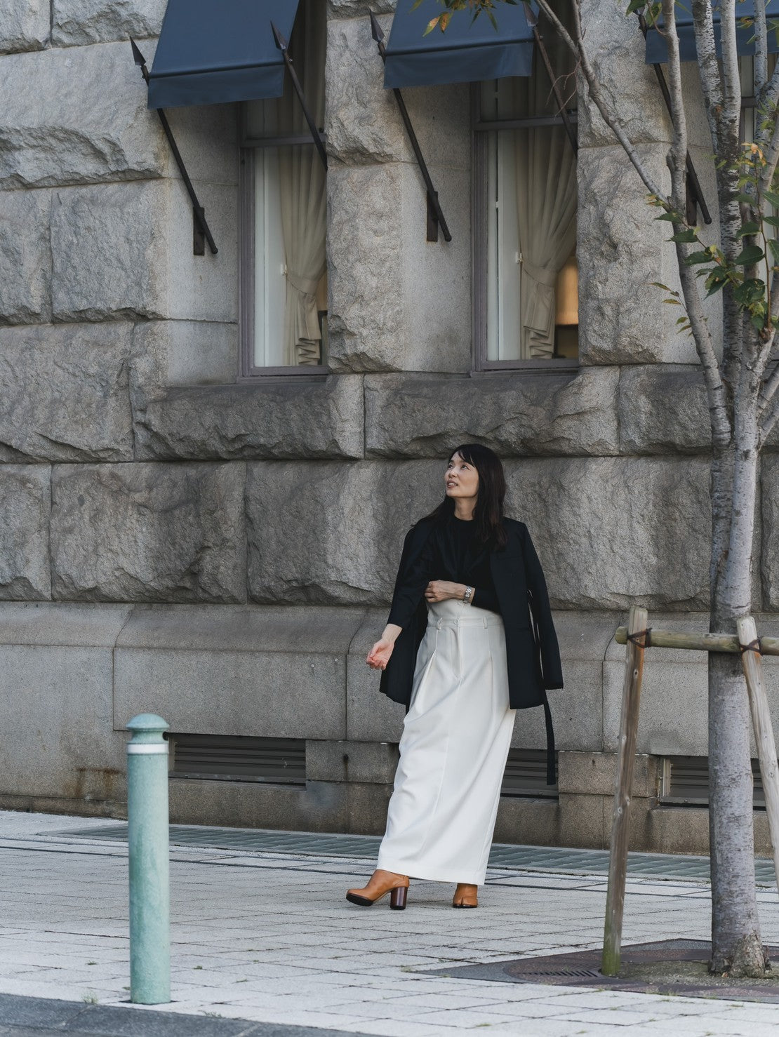 Greta / first step skirt (BLACK/OFF-WHITE)