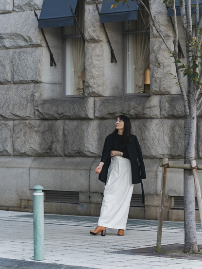 【予約販売】Greta / first step skirt （BLACK/OFF-WHITE)