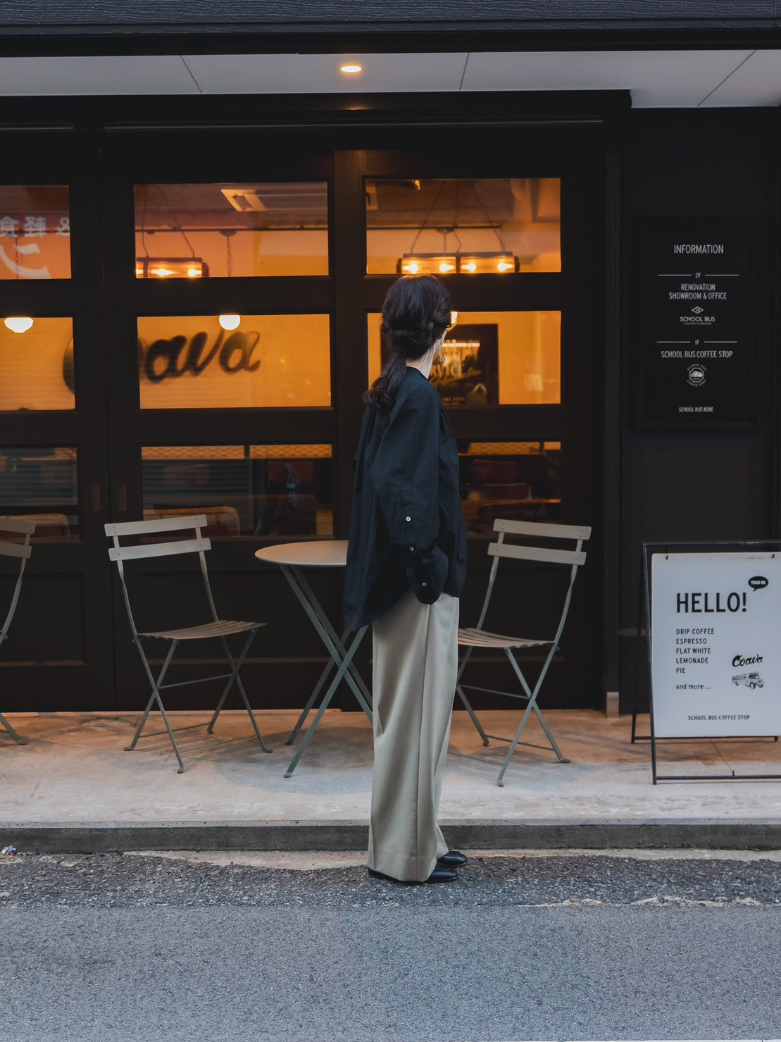 Hope / deres thomas maison cotton drape blouse (BLACK/OFF-WHITE)