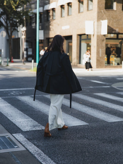 【予約販売】Greta / first step skirt （BLACK/OFF-WHITE)