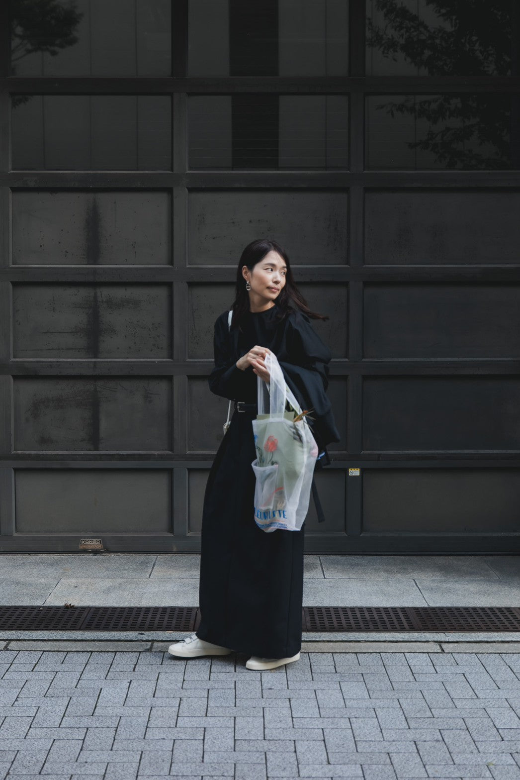 Greta / first step skirt (BLACK/OFF-WHITE)