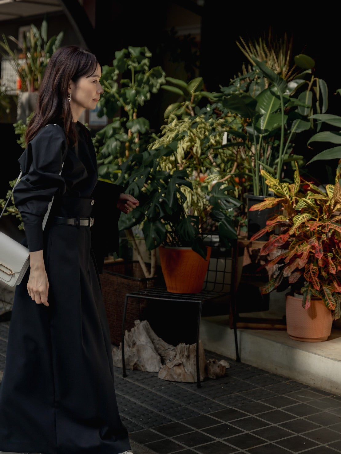 Greta / first step skirt (BLACK/OFF-WHITE)