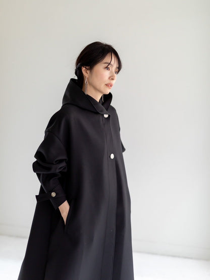 Irene / switch neck feather long coat（perl/midnight/noir）