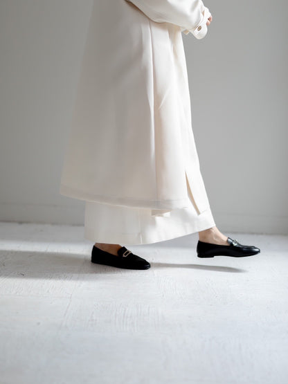 【予約販売】Irene / switch neck feather long coat（perl/midnight/noir）