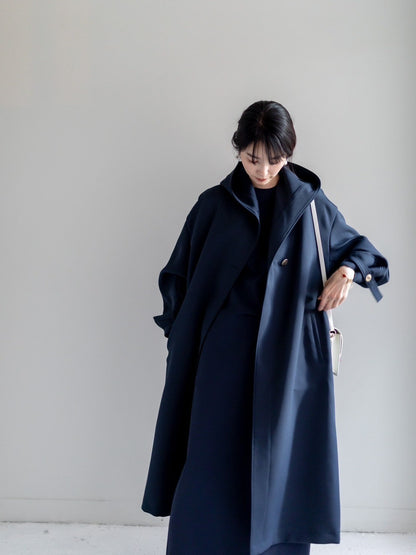 Irene / switch neck feather long coat（perl/midnight/noir）