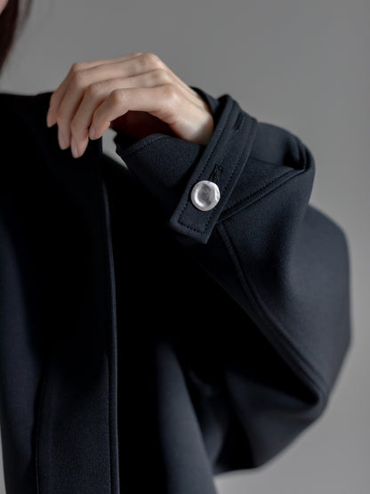 【予約販売】Violetta / switch neck feather short coat（perl/midnight/noir）