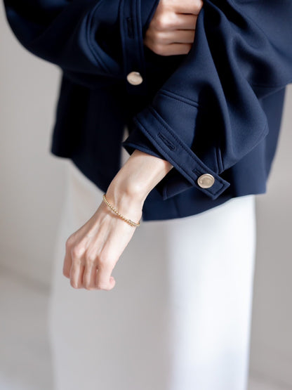 【予約販売】Violetta / switch neck feather short coat（perl/midnight/noir）