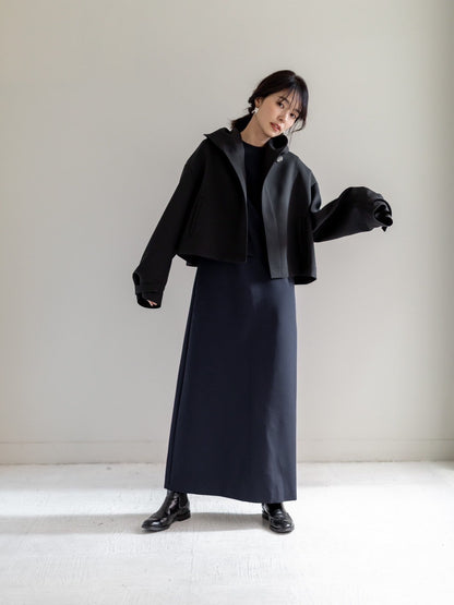 Violetta / switch neck feather short coat（perl/midnight/noir）