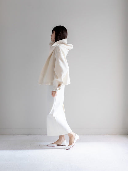 【予約販売】Violetta / switch neck feather short coat（perl/midnight/noir）