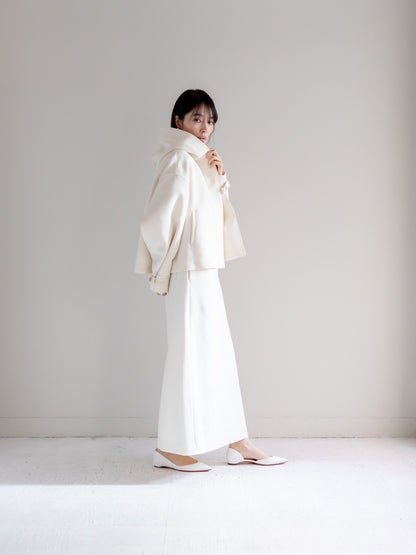 【予約販売】Violetta / switch neck feather short coat（perl/midnight/noir）