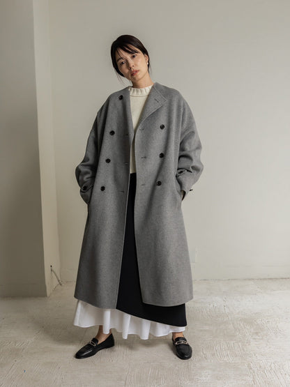 Gabriella/long oval coat　(BLACK/GRAY)