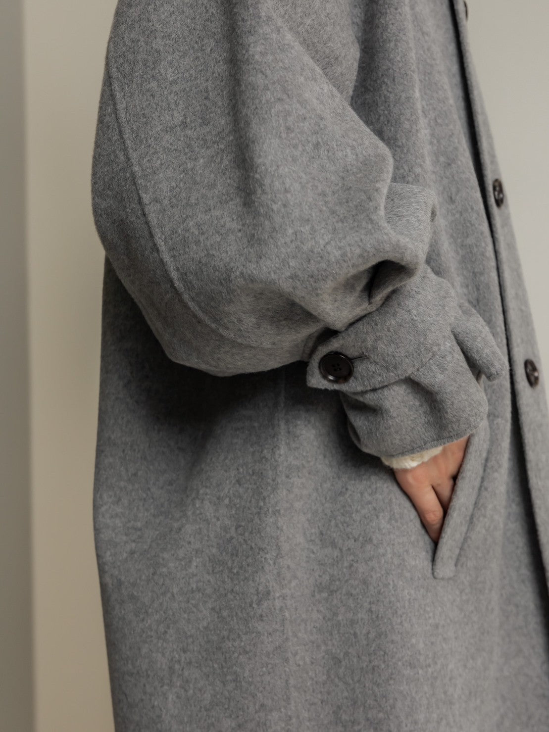 Gabriella/long oval coat (BLACK/GRAY)