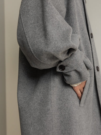 Gabriella/long oval coat　(BLACK/GRAY)