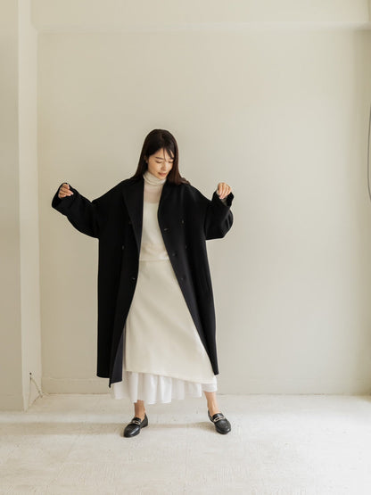 Gabriella/long oval coat　(BLACK/GRAY)