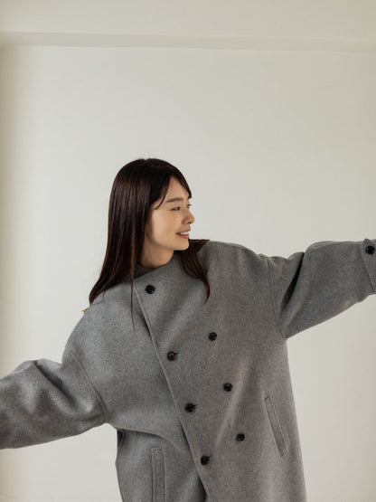 Gabriella/long oval coat　(BLACK/GRAY)