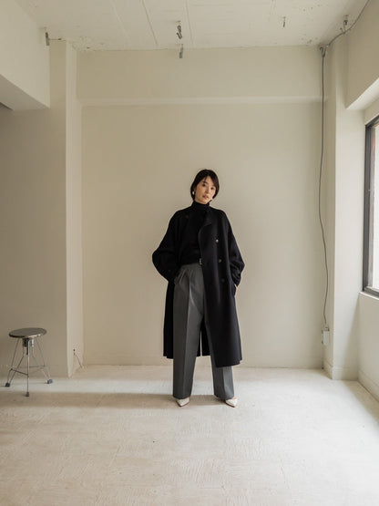 Gabriella/long oval coat　(BLACK/GRAY)