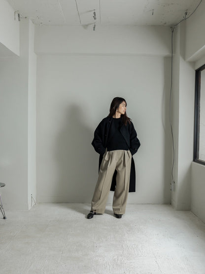 Gabriella/long oval coat　(BLACK/GRAY)