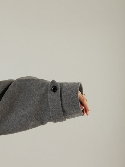 Gabriella/long oval coat　(BLACK/GRAY)
