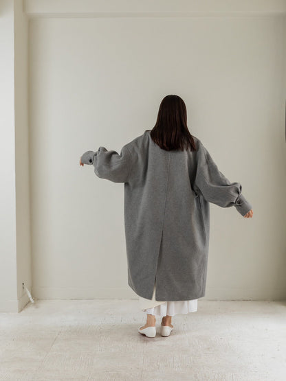 Gabriella/long oval coat　(BLACK/GRAY)