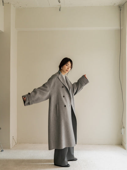 Gabriella/long oval coat　(BLACK/GRAY)