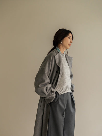Gabriella/long oval coat　(BLACK/GRAY)