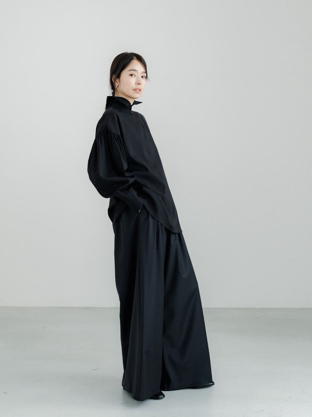 【ORDER】Dwight / sheer high neck dual blouse